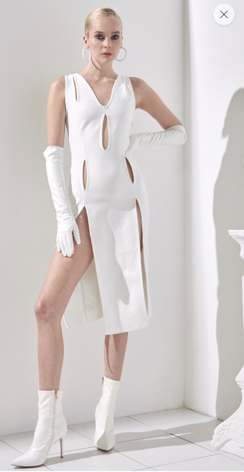 Extreme Keyhole Bandage Dress- White
