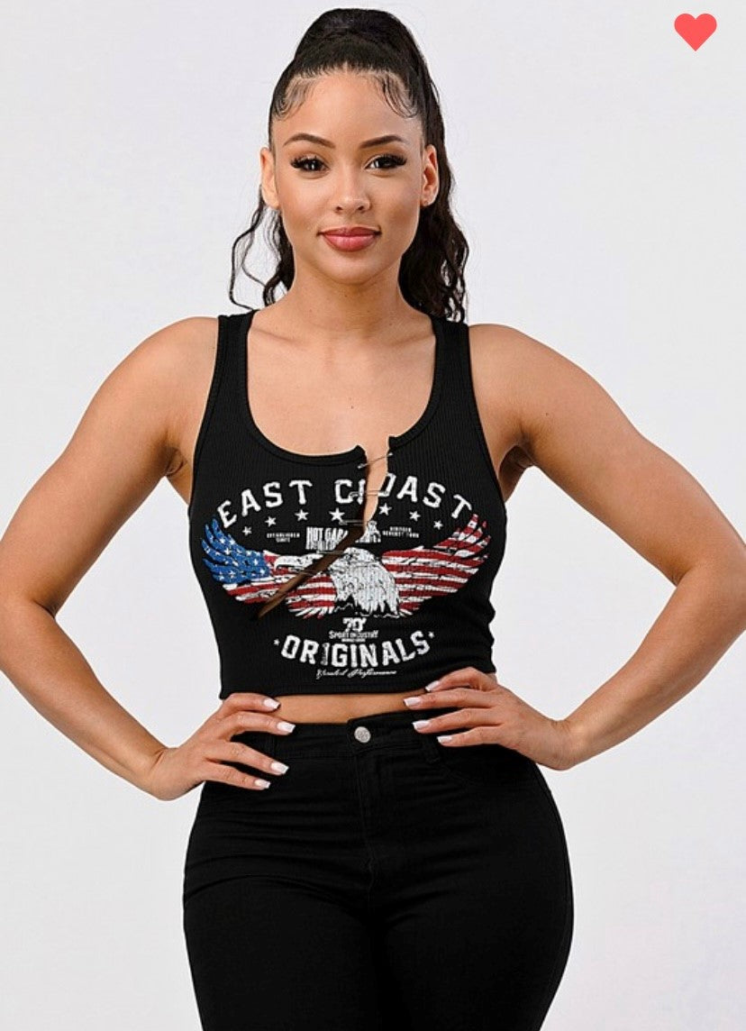 East Coast Eagle Safety Pin Cut Out Tank-Black