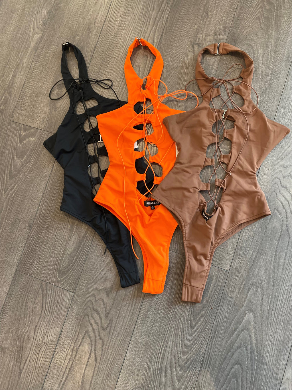 1-piece Cutout Swimsuit- Orange