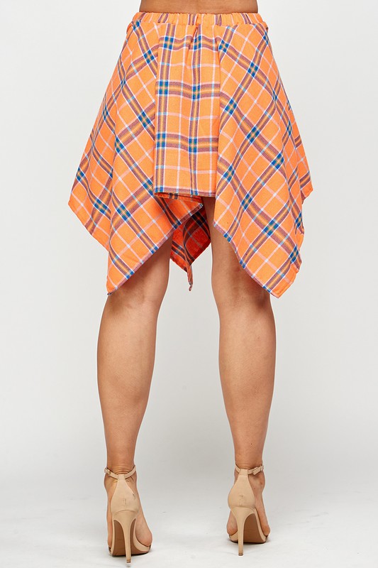 Plaid Tie Front Skirt